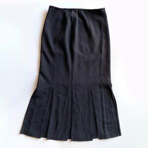 Escada Fringe Trim Accent Midi Skirt Black Size 40 Elegant